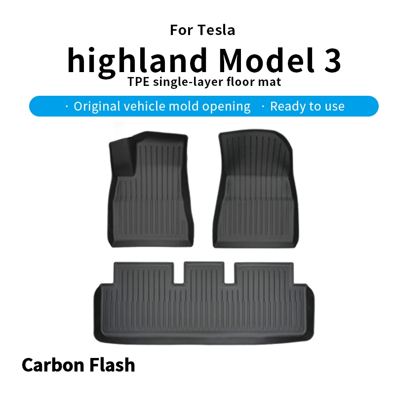 

Карбоновые коврики для Tesla Model 3 2024-25, из TPE, устойчивые к царапинам и грязи, однослойные, для пола салона.