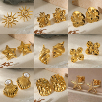 Geometric Flower Stainless Steel Earrings Women Sweet Sunflower Star Gold Color Ear Piercing Jewelry Wedding Accessories Gifts