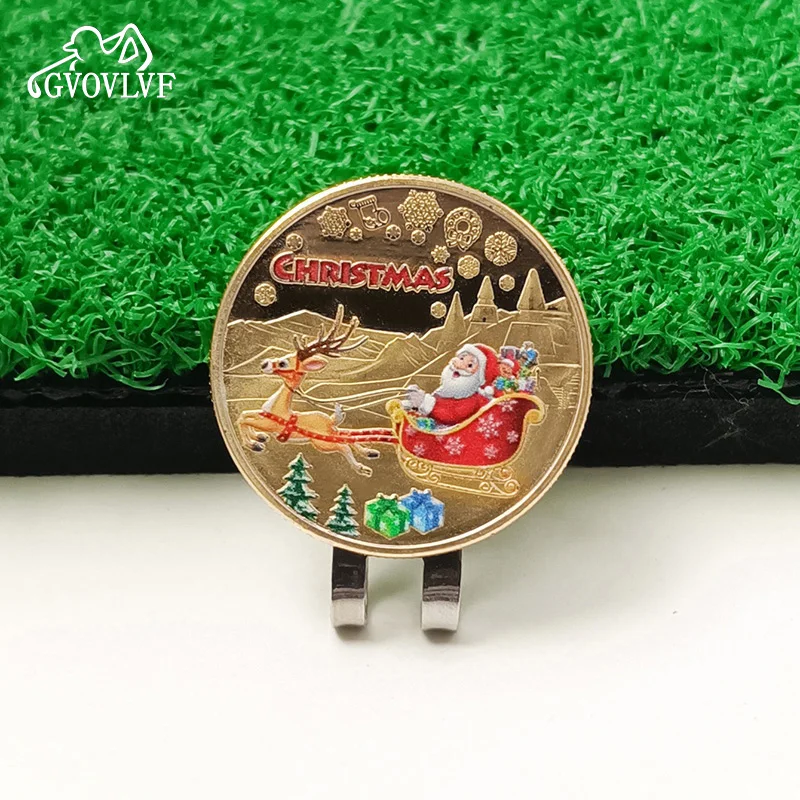 Marcador de pelota de Golf extraíble, Papá Noel y alce con sombrero magnético, Clips, regalo para golfista, regalo de Navidad para niños y niñas, 1 ud.