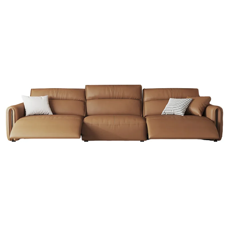 

electric sofa leather adjustable Italian medium and small apartment living room straight row first layer