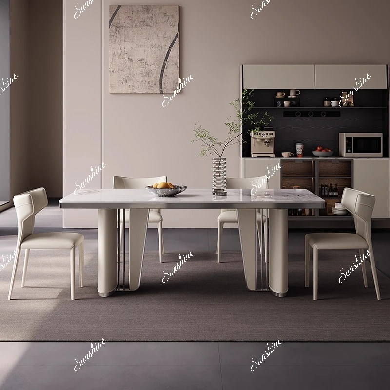 Small apartment light luxury modern simple minimalist dining table and chair combination