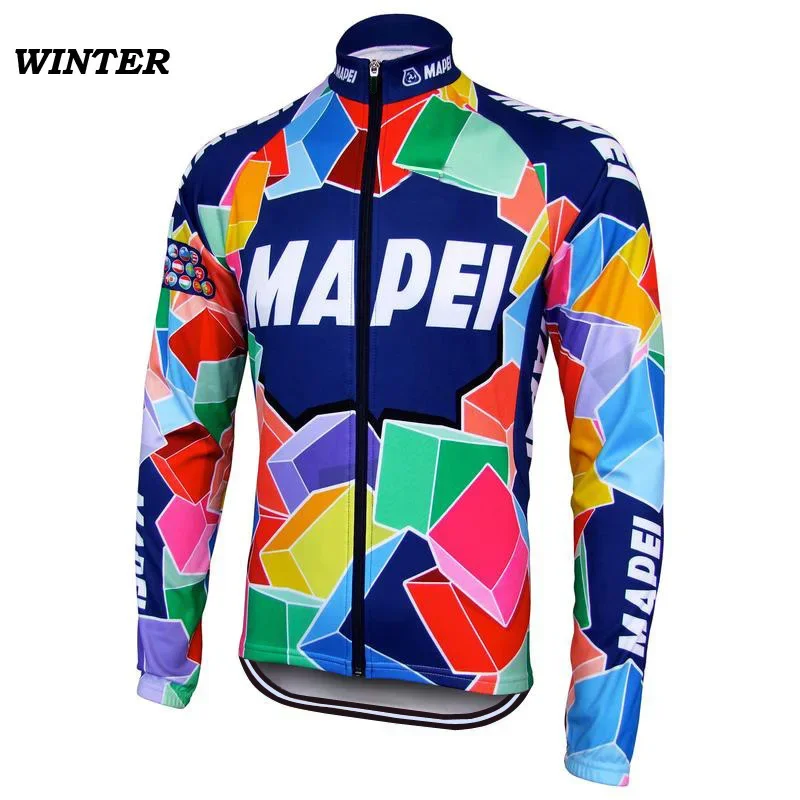 New Retro Team Cycling Jersey Long Sleeves Thin OR Winter Thermal Fleece Customized Road Mountain Race Top Classical