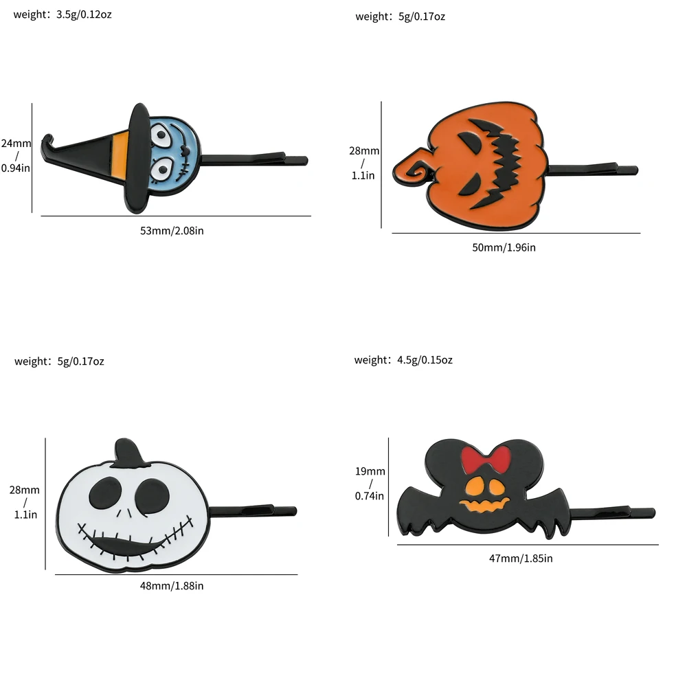 Anime Figure Jack Skellington Sally Hairpins Nightmare Before Christmas Barrettes Hair Clip for Girl halloween Hair Accessories