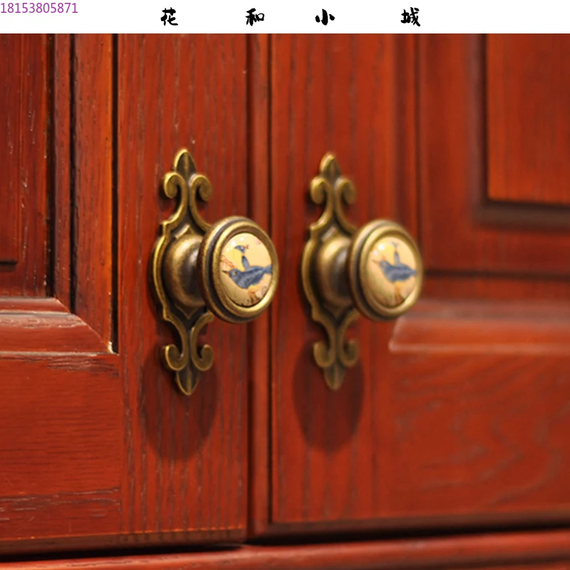 New Chinese American European retro old ceramic solid wood wardrobe door cabinet