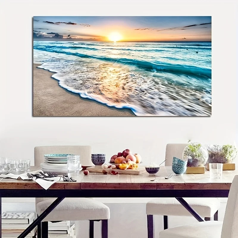 1 Beach Sunset Wall Art Poster Large Landscape Canvas Painting Print West Coast Wall Decor Painting Home Decor Frameless