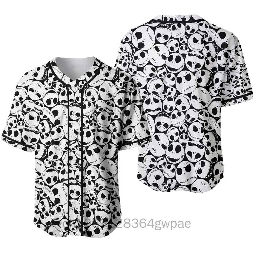 

Disney Jack Skellington and Sally Baseball Jersey Men's Women's Baseball Shirt Tops Baseball Jersey Fashion Short Sleeve Shirt
