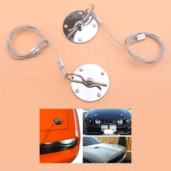 1 Pair 64mm Universal Car Racing Sport Bonnet Hood Pin Lock Latch Appearance Kit Silver CNC