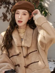 MISHOW Fake Fur Coat for Women Autumn Winter Fashion Fluffy Horn Button High Quality Imitation Mink Fur Jacket Woman MXC58W0261