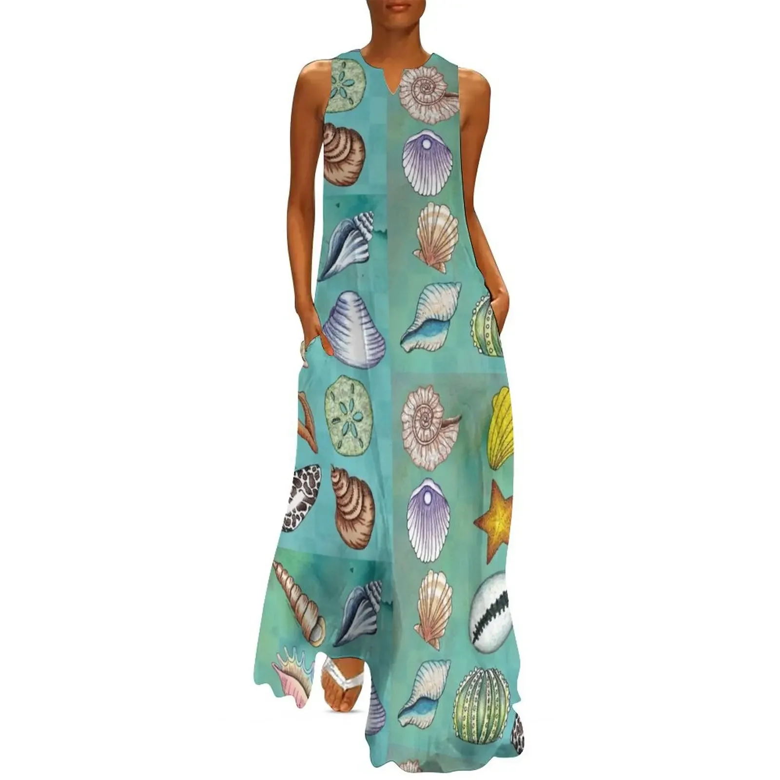 

Seashell Drawing Long Dress Beachwear women's summer dresses 2025 dress korean style Dress