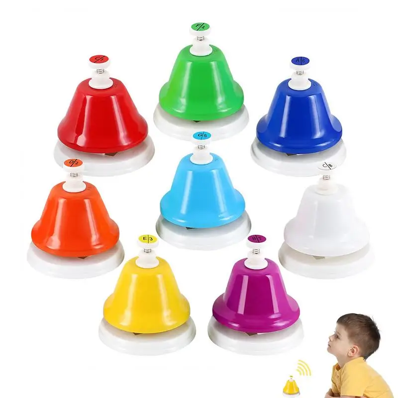 

Musical Bells For Kids Clear Sound Stainless Steel Service Bell With 8 Notes Anti Slip Base Colorful Musical Instrument