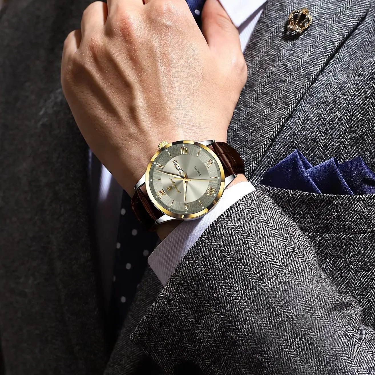 POEDAGAR Original Fashion Men's Watches Leather Date Week High Quality Quartz Men Wristwatch Waterproof Luminous Business Watches For Man Male Reloj image 7