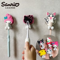 Cartoon Hello Kitty Child Toothbrush Holder Anime Sanrio Multipurpose Wall Mounted Shelf Family Kitchen Bathroom Supplies Gift