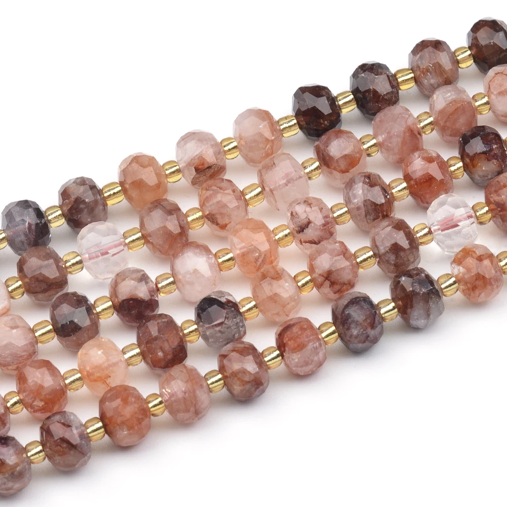 Natural Faceted Rondelle Natural  Citrine   Rhodonite  Red Sponge Crystal Snow Flake Yellow Jade DIY  bracelet necklace making