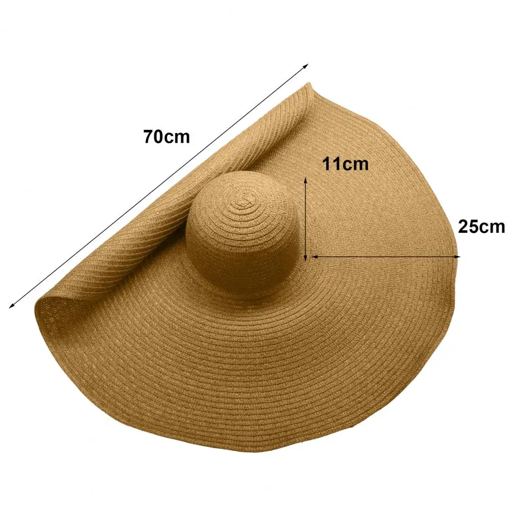 Beach Hat  25cm Wide Brim   Straw Hat Portable Super Large Brim Hat