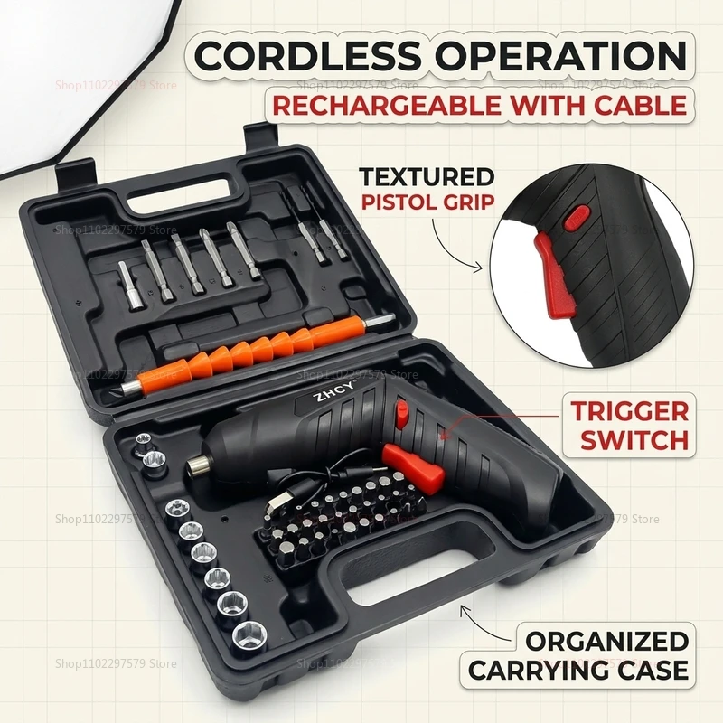 Rechargeable Cordless Electric Screwdriver Kit Lithium Power Tools Set for Home DIY Repair Assembly Electronics and Furniture - view 3