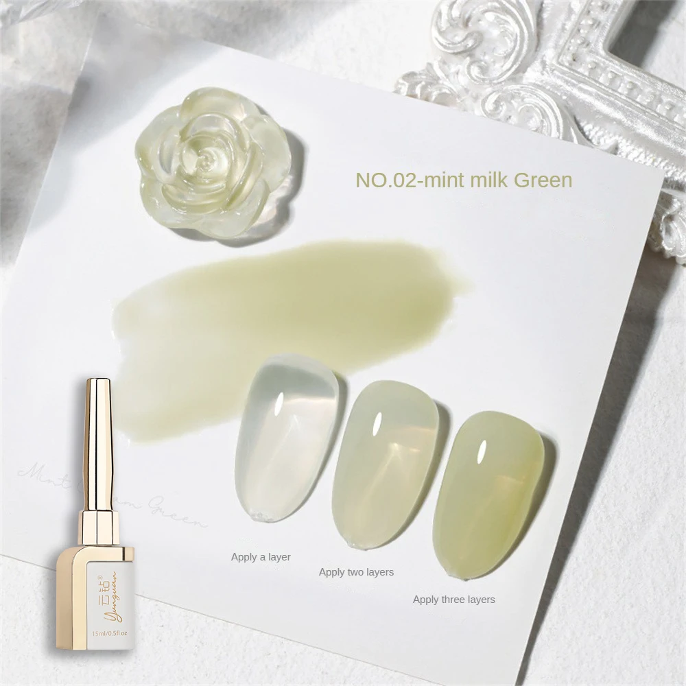 15ml Summer Translucent Gel Nail Polish Mint Green Series Jelly Nail Gel UV Gel Semi Permanent Varnish Ice Permeable Nail Art