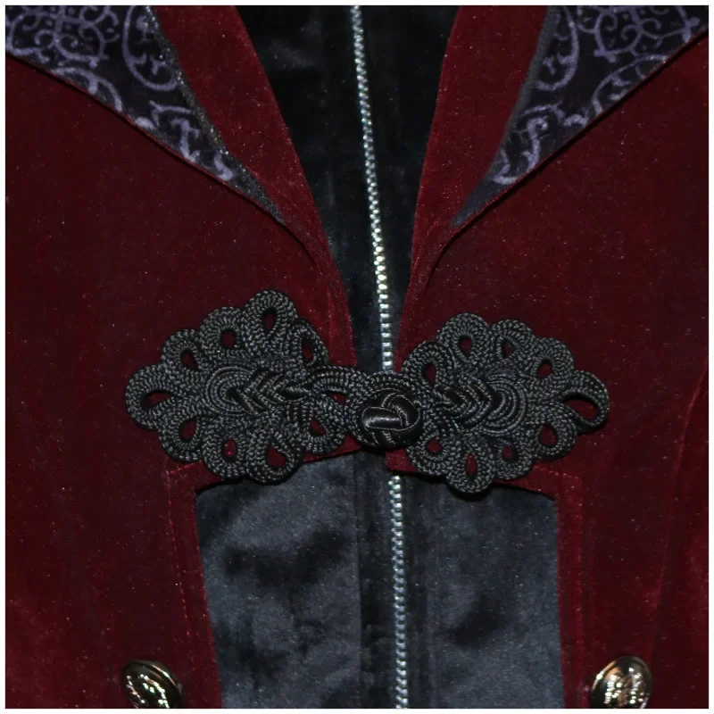 Medieval Costume Court Lapel Buckled Tuxedo Dinner Jacket Men Steampunk Slim Coat Magician Cosplay Halloween Carnival