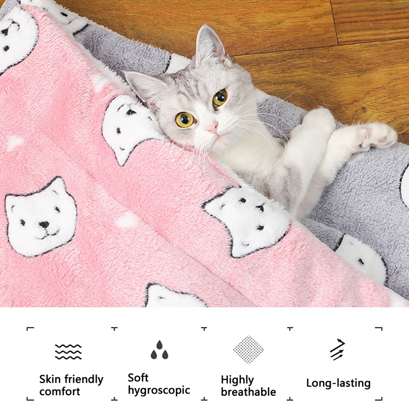 Thicken Cat Mat Breathable Flannel Cat Sleeping Mat Soft Dog Cushion for Small Dog Winter Warm Cat Blanket