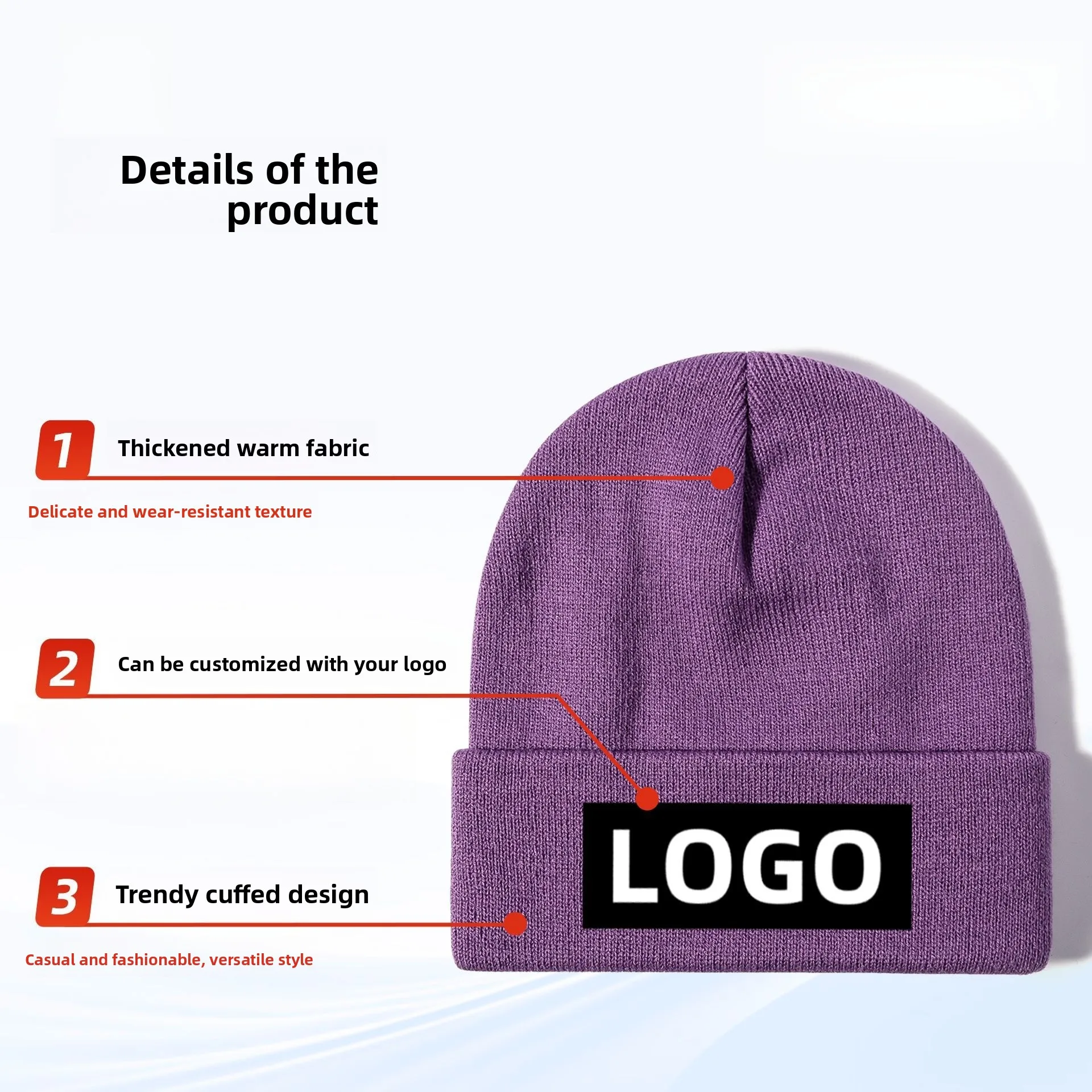 New Custom Knitted Hat Winter Men's Women's Wool Hat Suitable Daily Outdoor Warmth Personalized Logo Embroidered Elastic Hat
