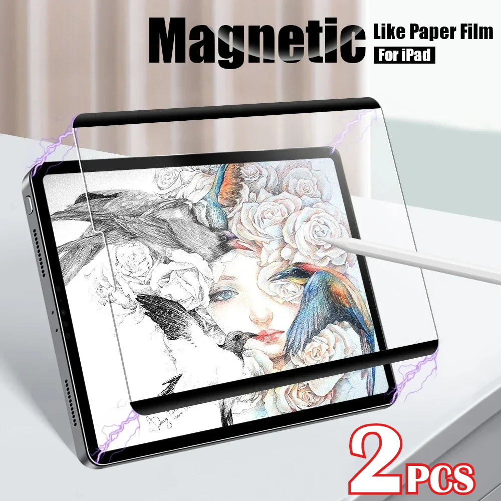 2Pcs Magnetic Like Paper Film Protector for IPad Air 8 11 M4 M3 M2 12th A16 11th Pro 13 M5 12.9 10th 9th 5 4 Mini 7 6 8.7 Screen