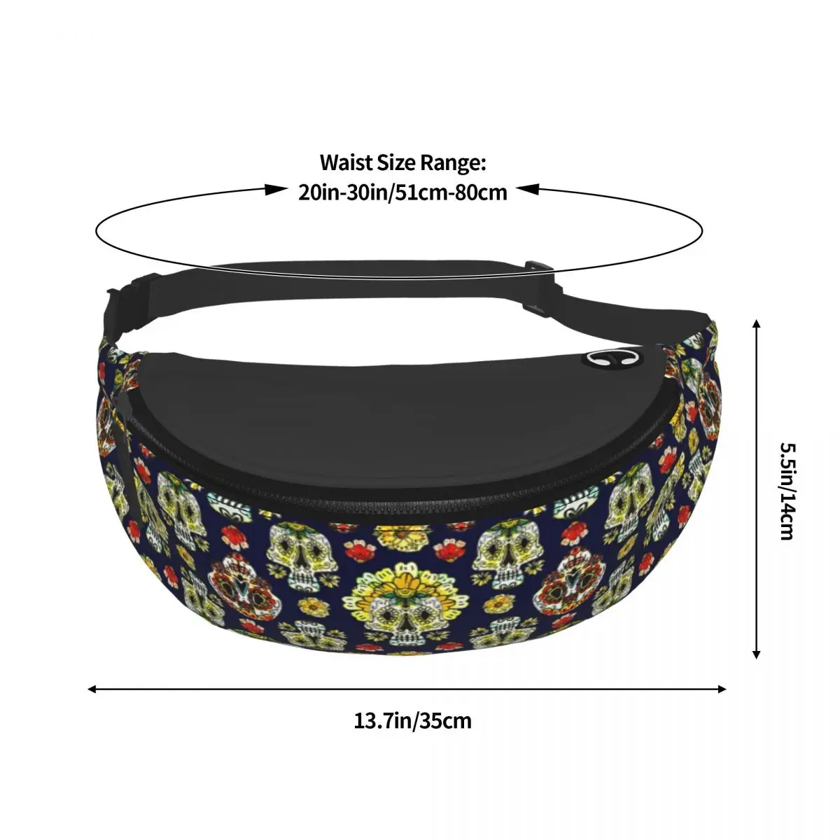 Sugar Skulls Collage marsupio uomo donna Custom Pretty Mexican Floral Crossbody marsupio per telefono da viaggio Money Pouch