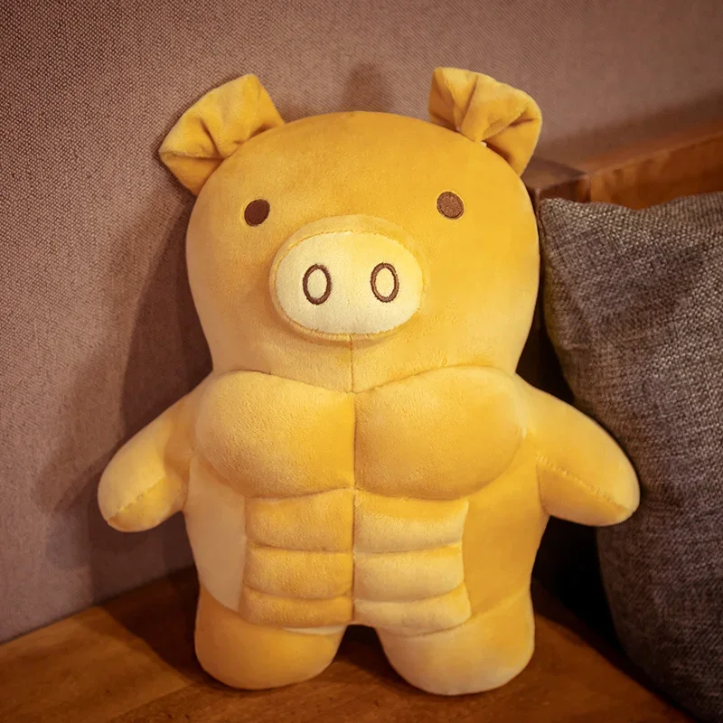 30-70cm pão bonito grande urso muscular brinquedo de pelúcia leão muscular porco boneca dos desenhos animados animal de pelúcia travesseiro namorada presente de aniversário