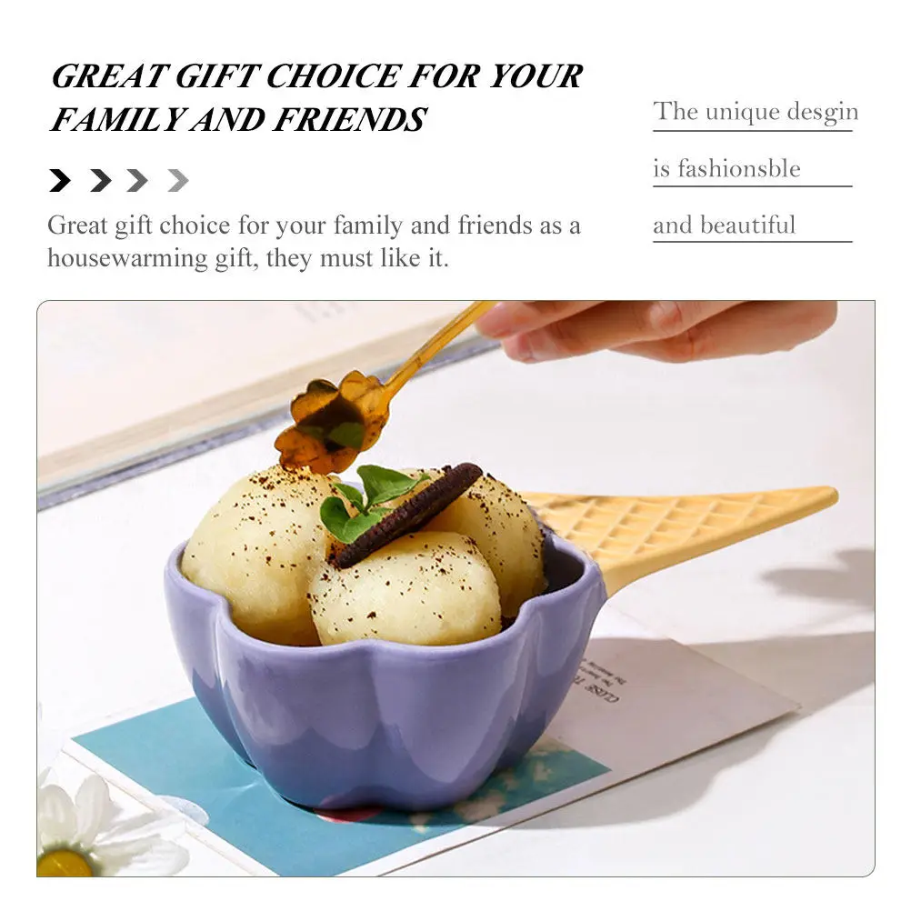 

Ceramic Ice Cream Bowl Dessert Bowls for Fruit Salad Nuts Candy Multi-Function Kitchen Essential Household Serving Container