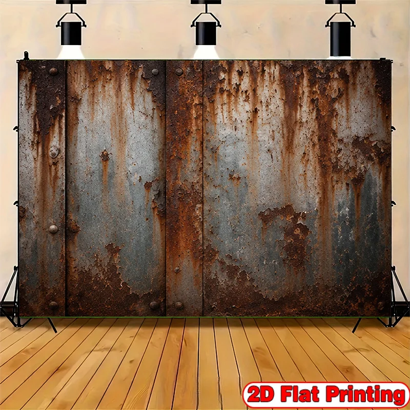 1 piece of 2D flat banner, featuring rustic industrial style with brown-themed metallic surface designzyc