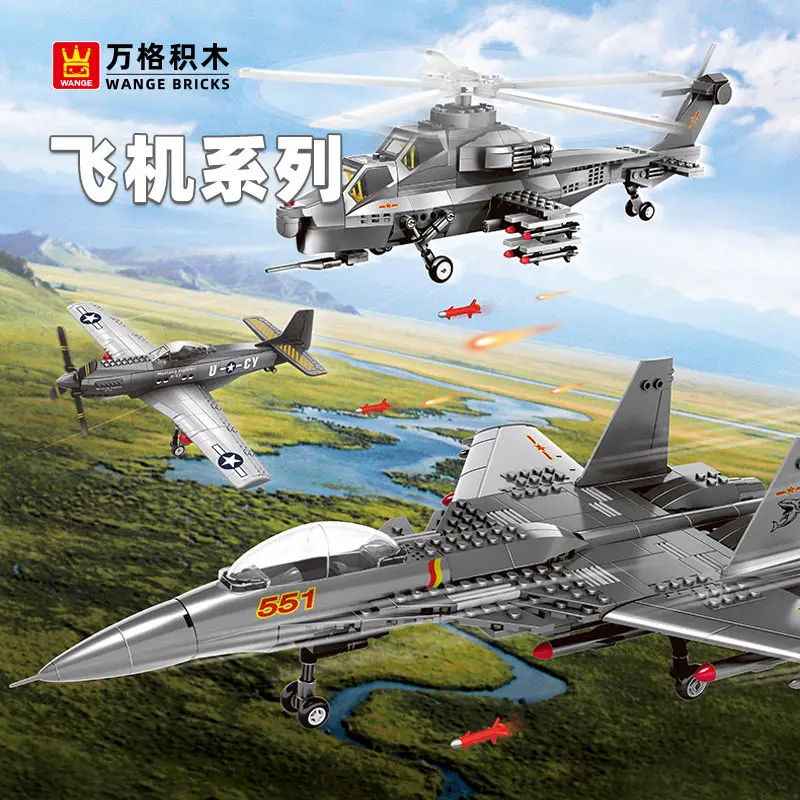 Military Series Battle Aircraft Helicopter Assembly Building Blocks DIY Model Kit Educational Toy for Boys Birthday Gift