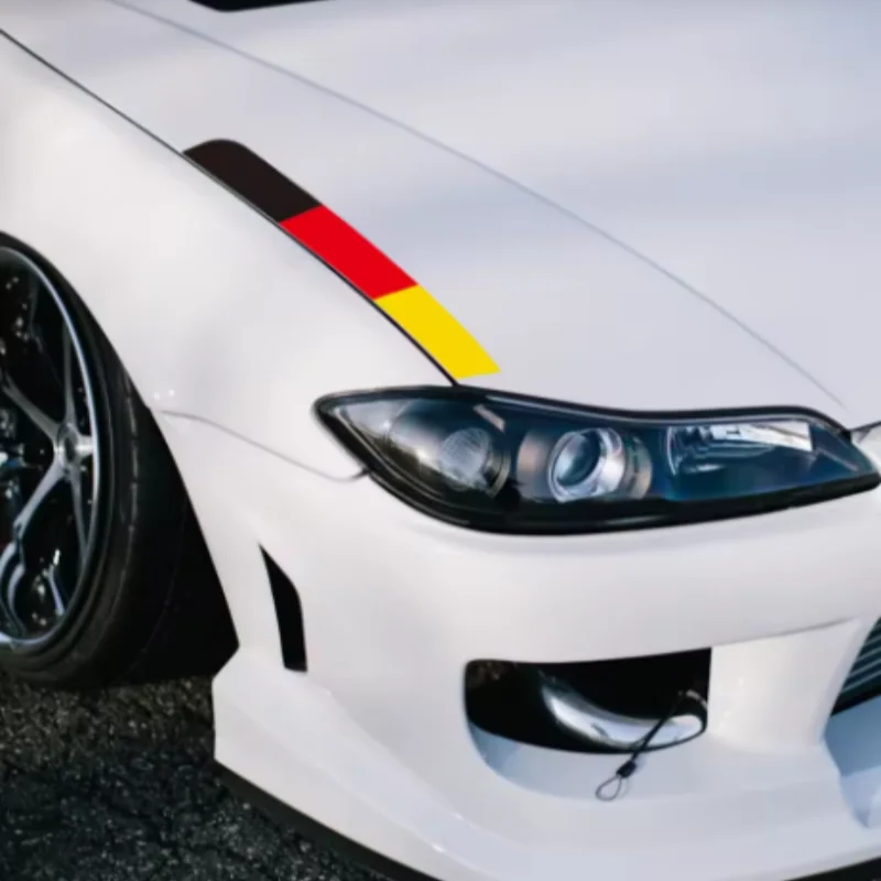 2Pcs German Flag Tricolor Style Car Body Side DIY Stripe Stickers For VW BMW Audi Mercedes Vinyl Decals Auto Tuning Accessories view 4