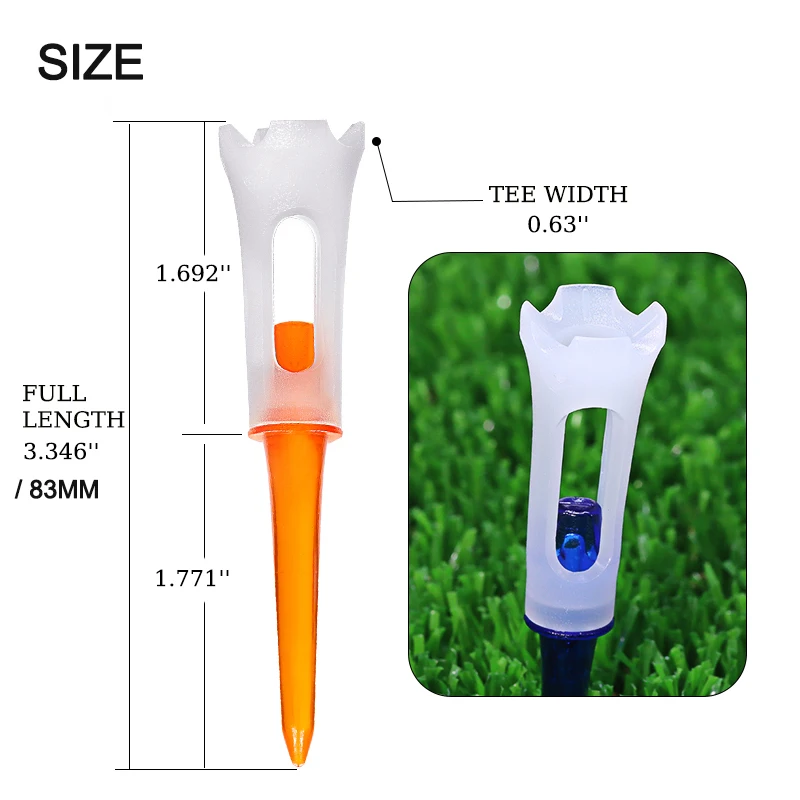 10 szt. 83mm koszulki golfowe dwuwarstwowe produkty golfowe TEE miękki klej kulki o niskiej rezystancji mieszane kolory