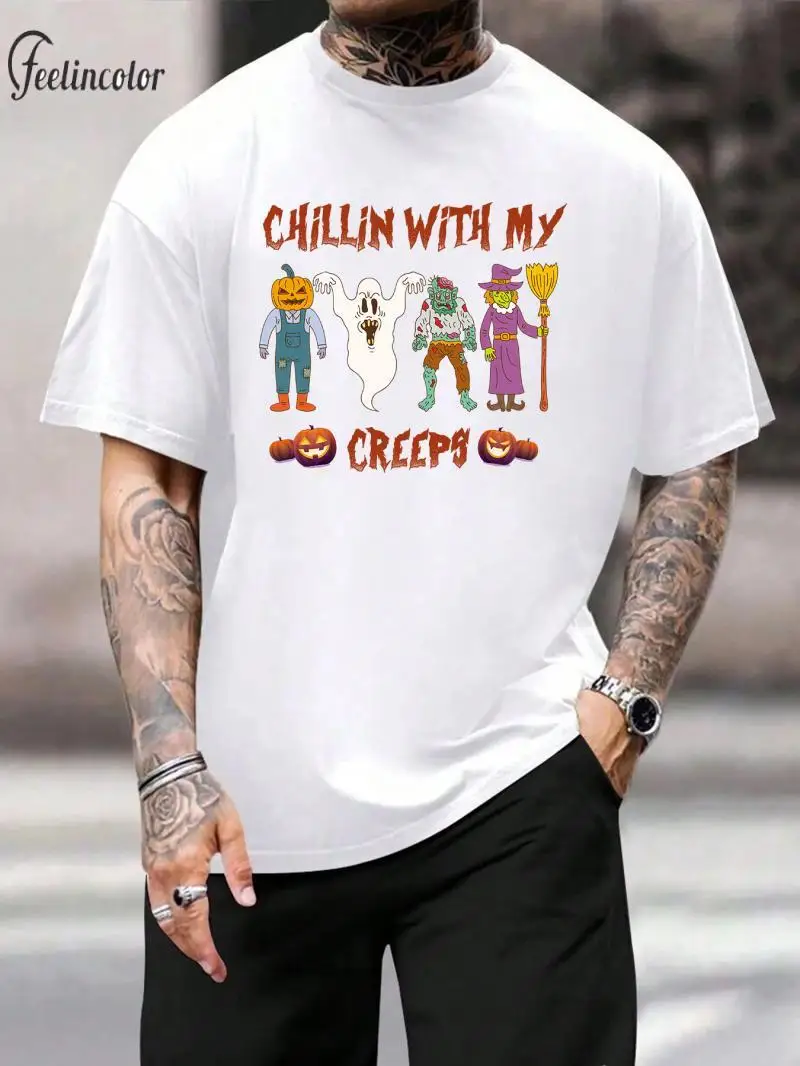 Child with My Printed T-Shirt for Men Baddest Witch In Town Halloween Tee Holiday Funny White Tops Oversized Male Clothing