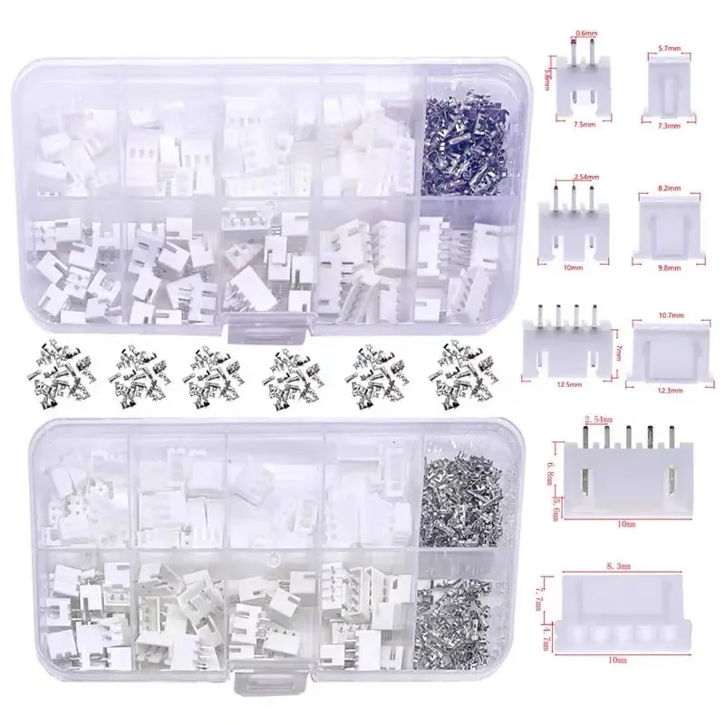 230/250 Pcs XH2.54 2p 3p 4p 5pin 2.54mm Pitch Terminal Male And Female Housing Kit Pin Connector Terminal Connector Kit