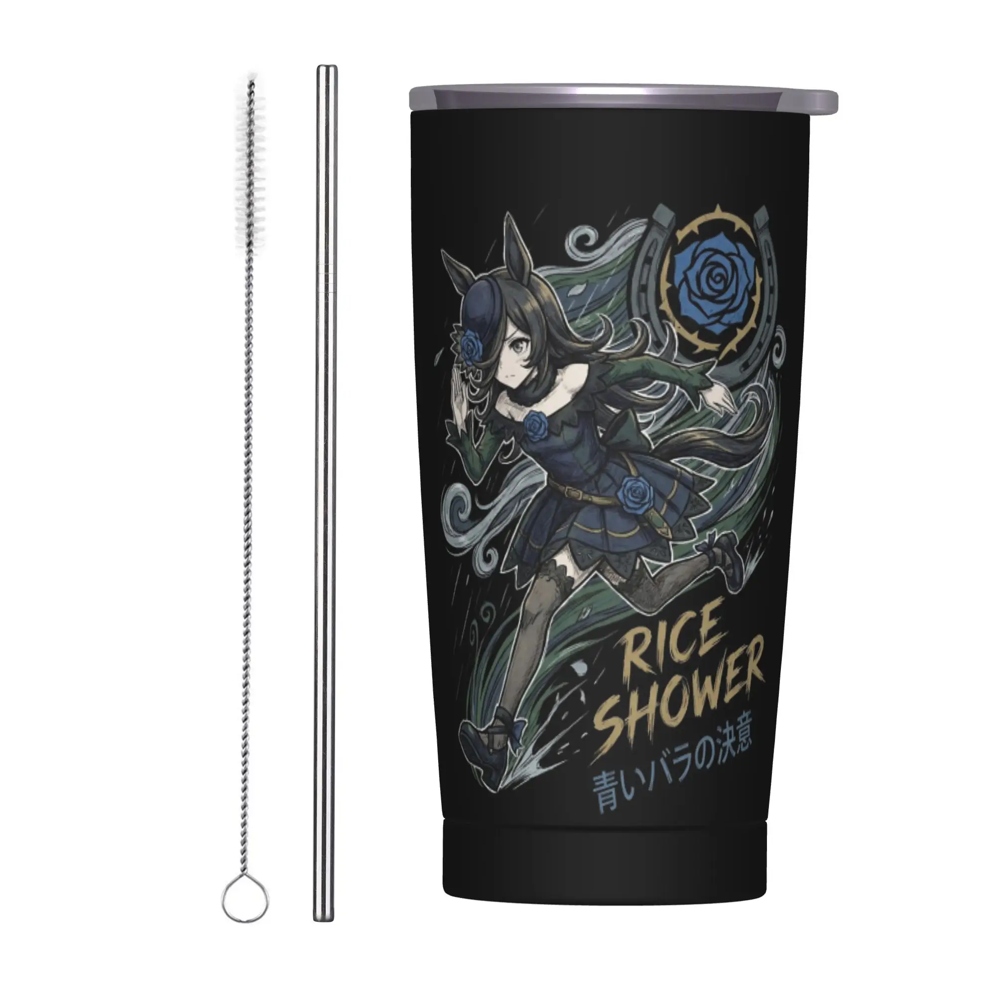 Stainless Steel Tumbler Rice Shower Umamusume Pretty Derby Girl Coffee Mug Insulated Cold Drink Car Mugs Travel Water Bottle
