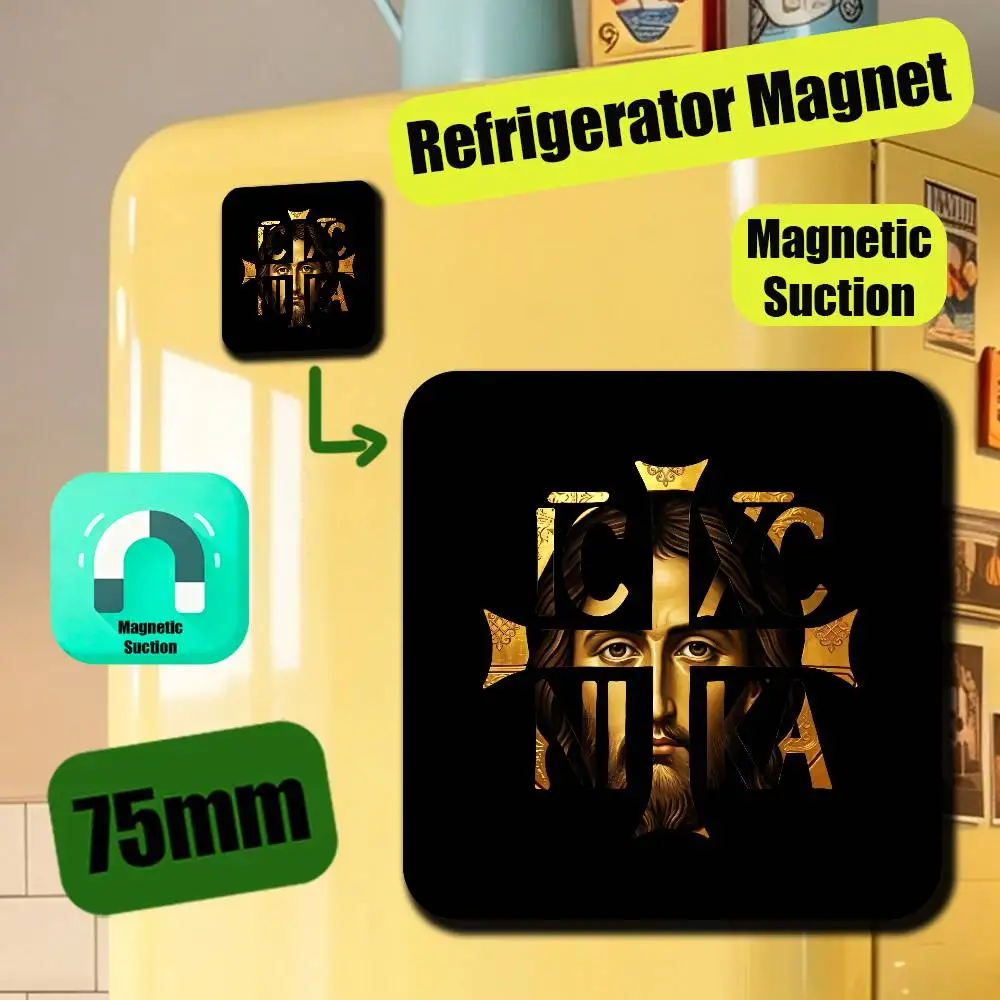 For Jesus Orthodox IC XC NI KA Cross Fridge Magnetic Metal Icebox Cabinet Custom Refrigerator Magnets Decoration Gift