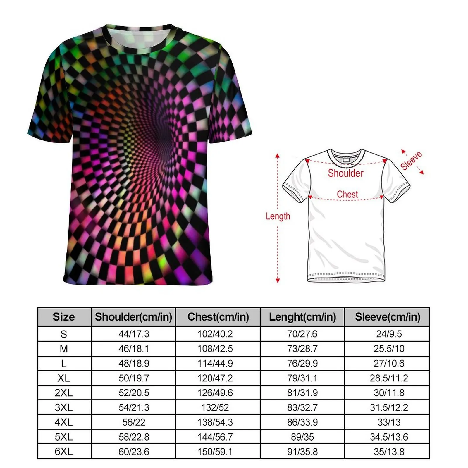 3d Tie Dye Checkered T Shirt Optical Illusion Print T Shirts Short Sleeve Pattern Tops Hot Sale Summer Casual Plus Size Clothing