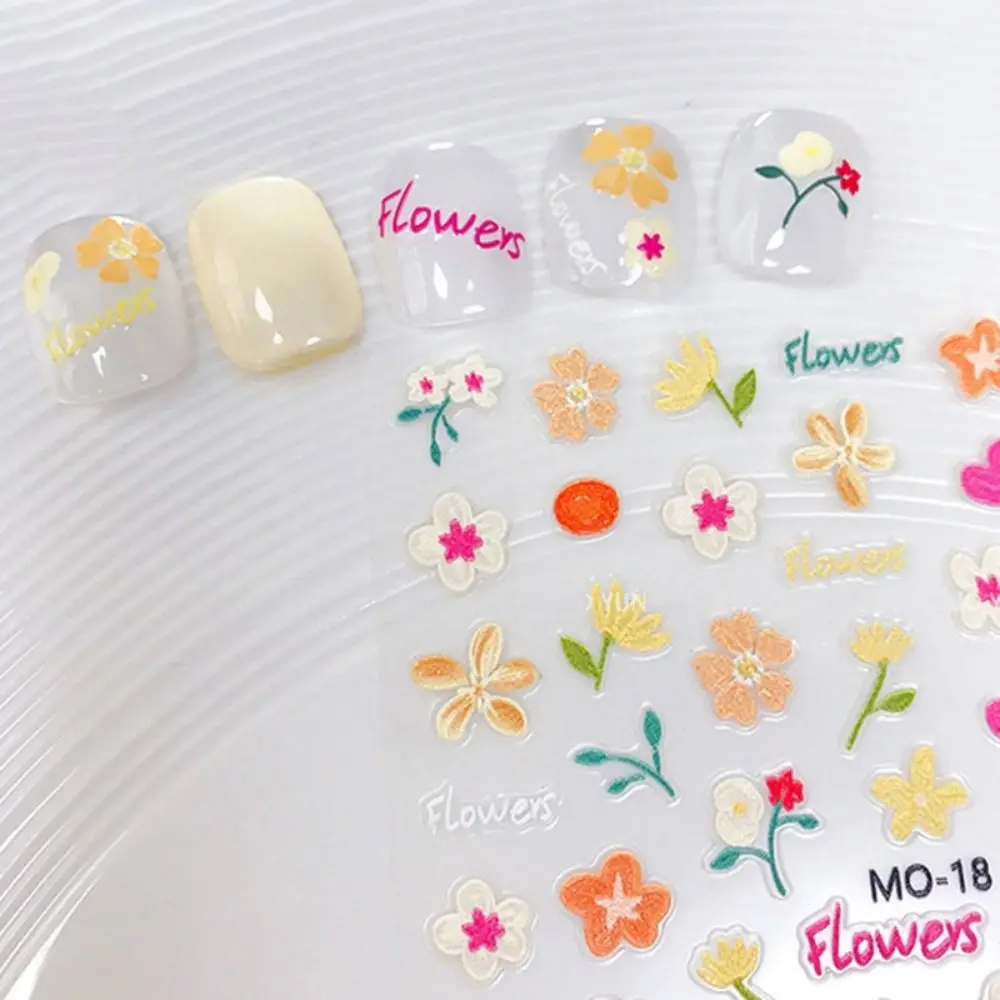 

Fashion Floral Nail Decal 5D Embossed Graffiti Nail Sticker Flower Rabbit DIY Nail Art