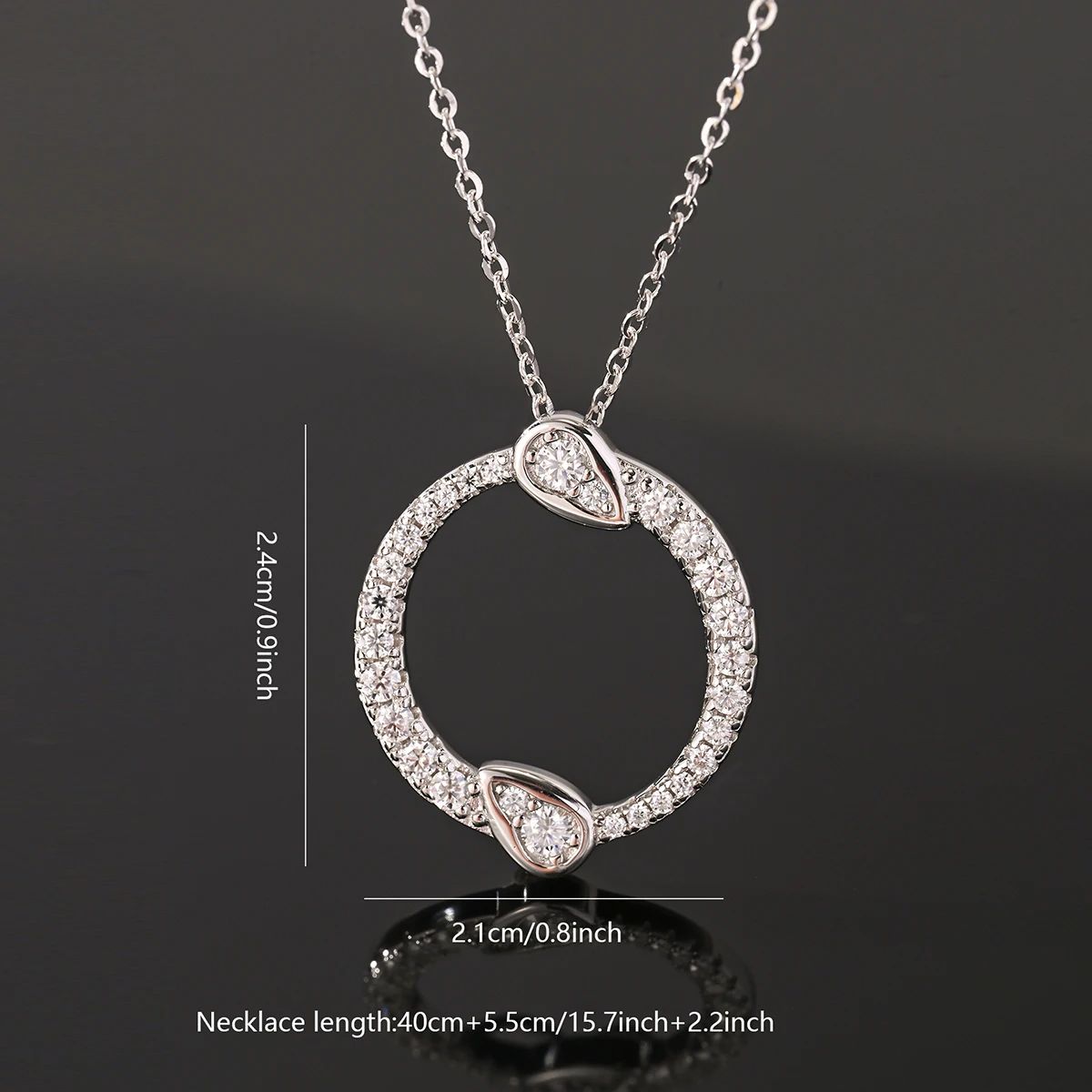 S925 Sterling Silver Plated with 18K White Gold Moissanite Double-Sided Necklace for women gift jewelry