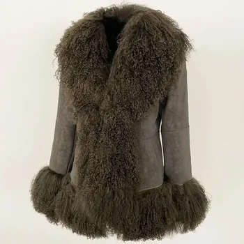 Autumn Winter Women Coat Real Natural Mongolia Sheep Fur Tur...