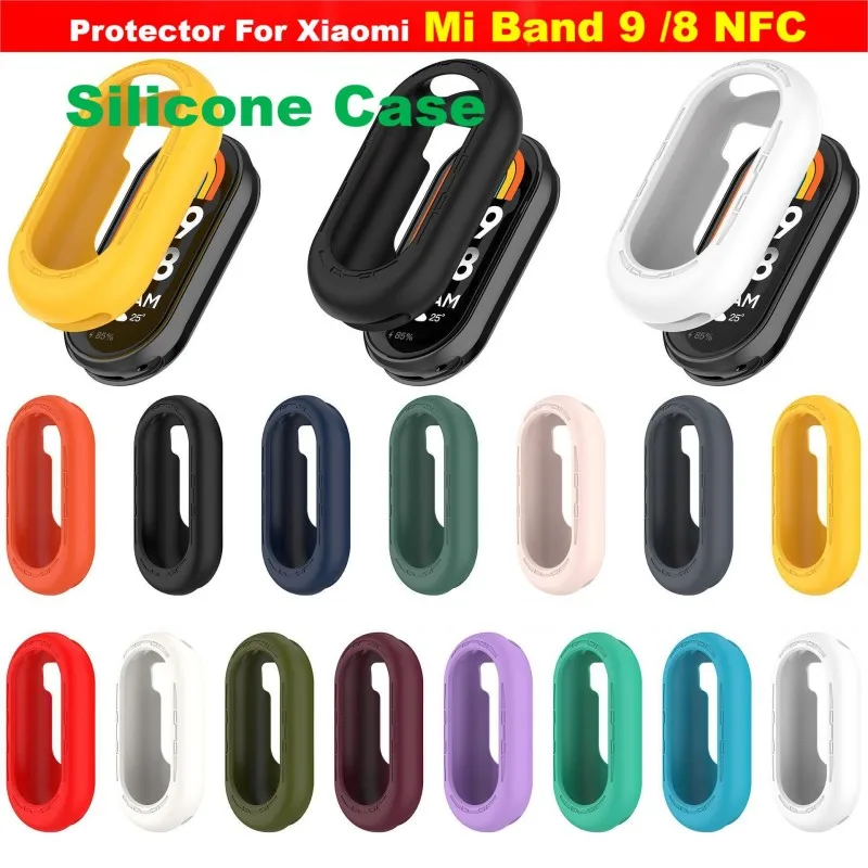 Silicone Case For Xiaomi Mi Band 9 8 Ceramic NFC Smart Watch Strap Soft TPU Cover Bumper Protector Shell Band9 Band8 Accessories