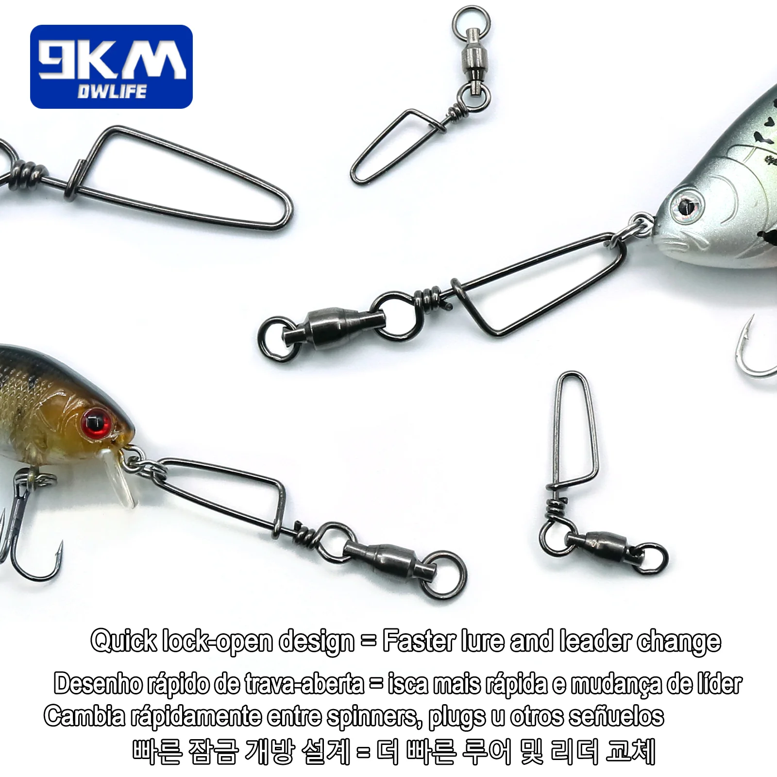 Fishing Snap Swivels Fishing Accessories Ball Bearing Swivels Snap Fishing Equipment Quick Connect Fishing Lures Stainless Steel