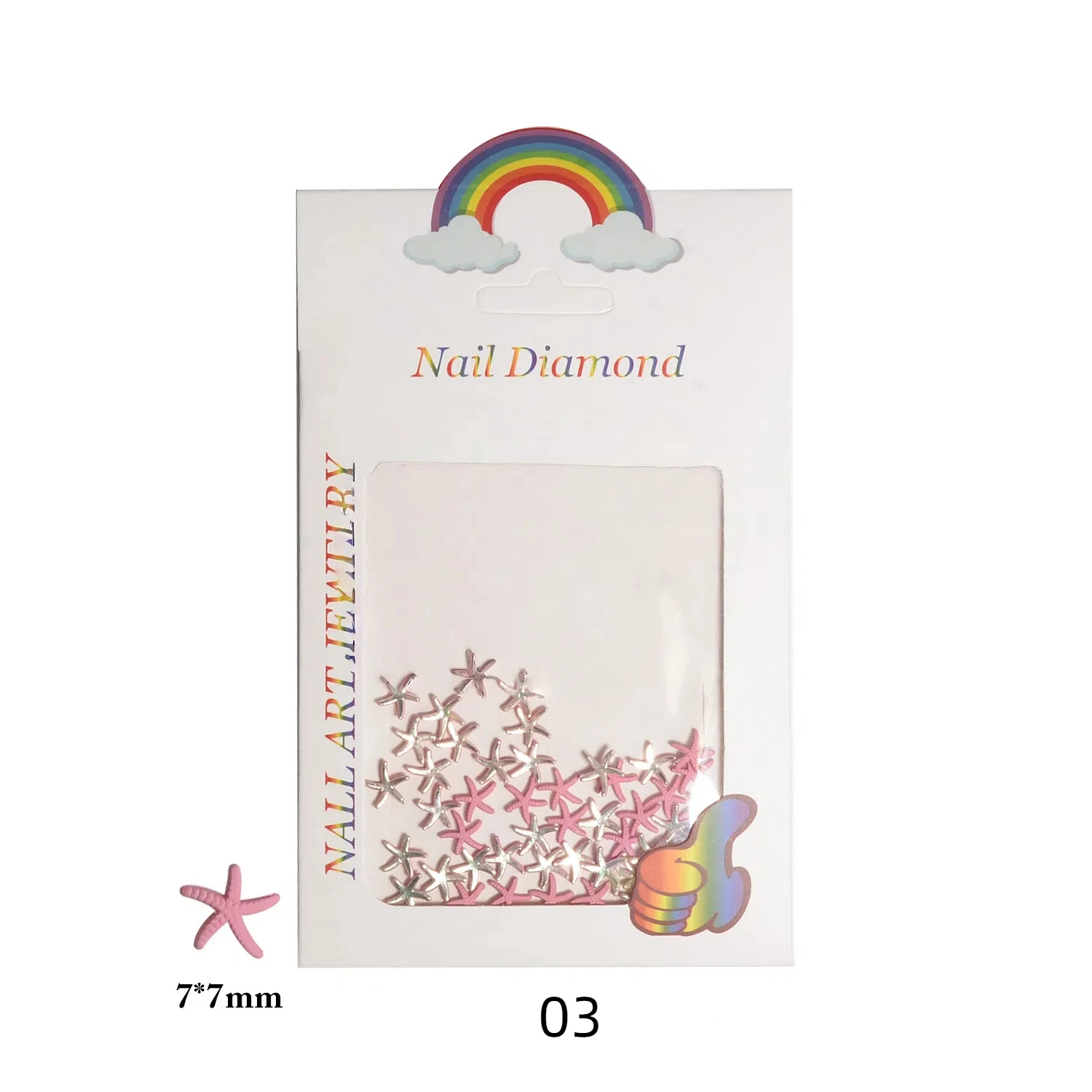 50 pçs/saco tema oceano 7x7mm 3d estrela do mar jóias de unhas liga colorida metal cinco pontas diy acessórios de unhas