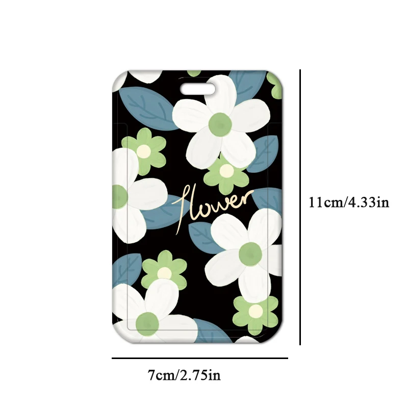 Lanyard Card Cover Badge Holder Hanging Neck Cute Printing Card Case Cartoon Card Holder Cover Card Protection Case Student