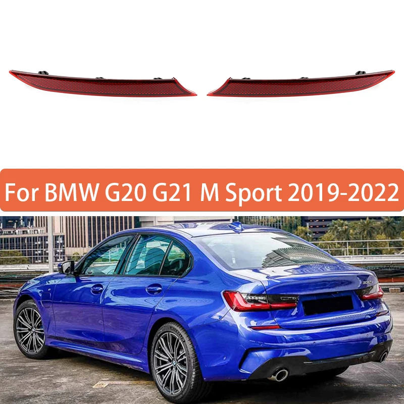 Reflective Strips For BMW 3 Series G20 G21 M Sport 2019 2020 2021 2022 Rear Bumper Reflector Red Lens Warning Strip 63148074229