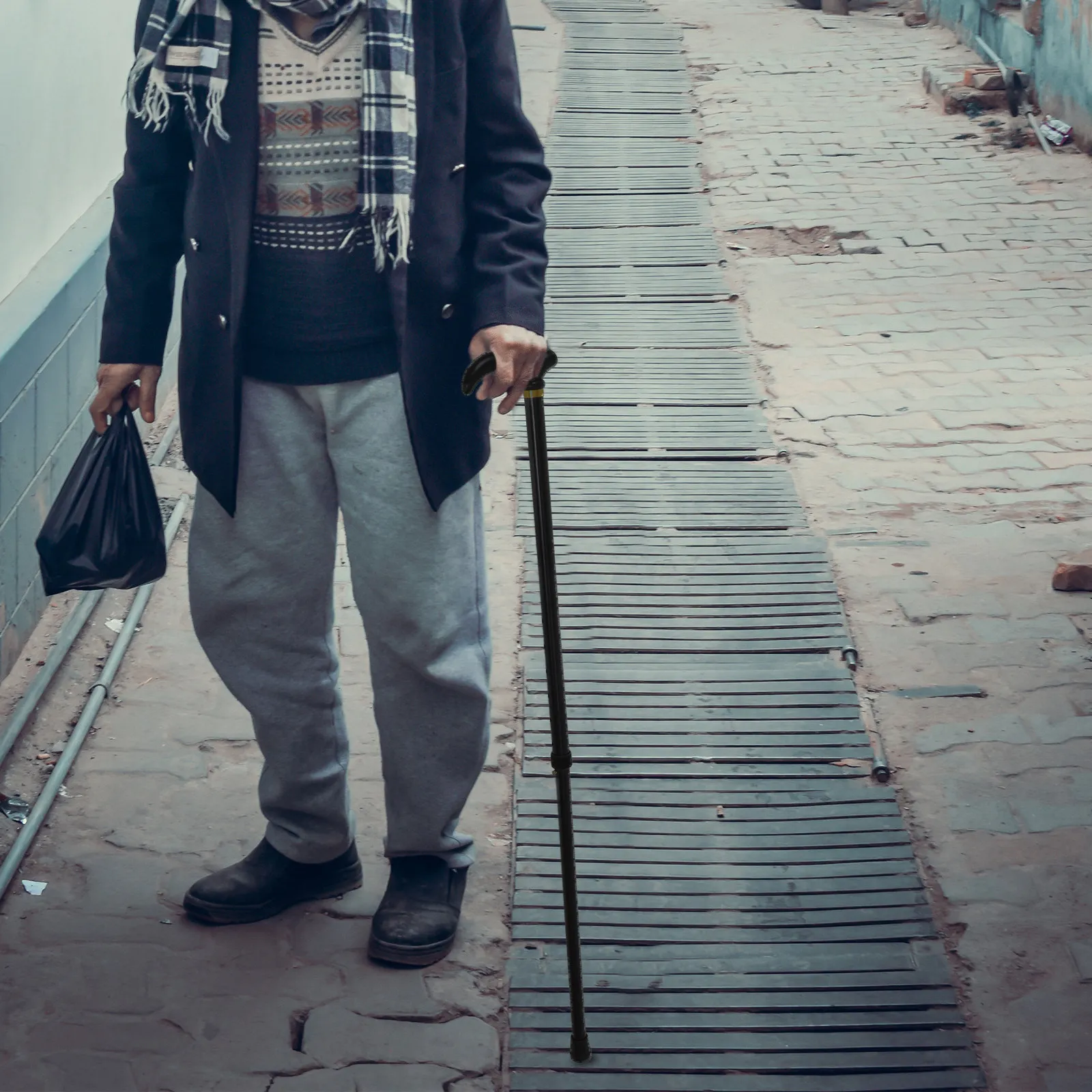 Aluminum Alloy Adjustable Walking Cane Two-Section Collapsible Lightweight Telescopic for Women Men Seniors Balance Support