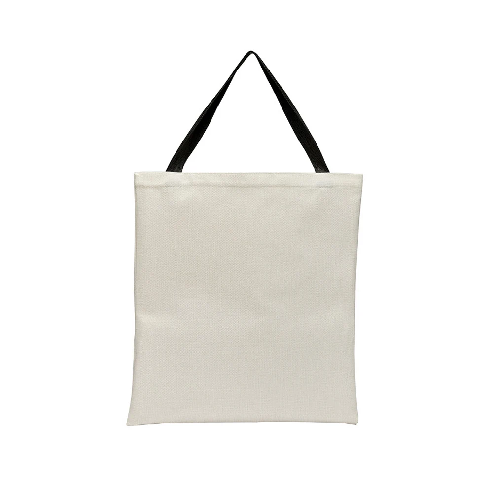 5pcs Pack Blank Sublimation Linen Tote Bag With Black Handle