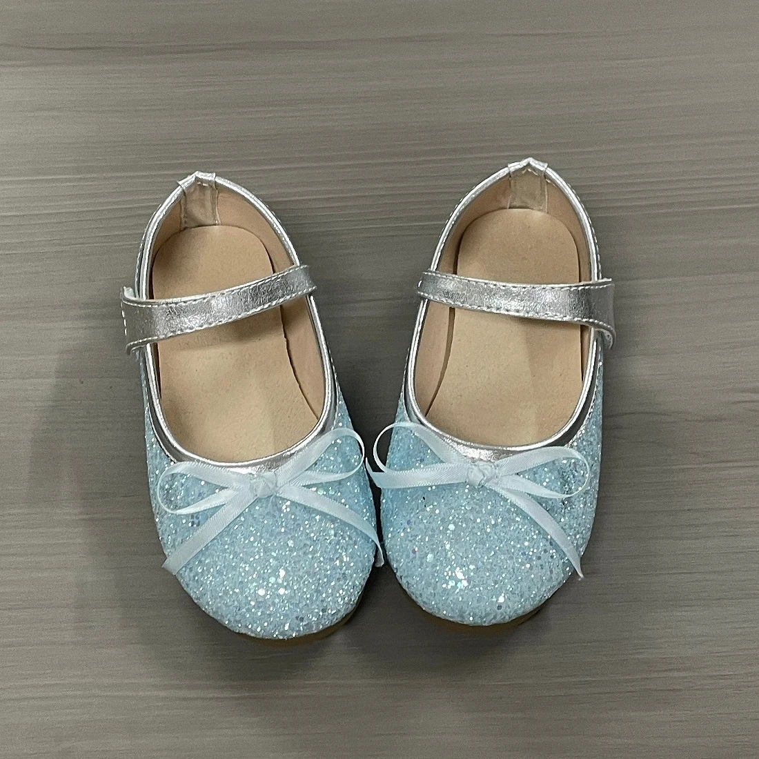 Xingliupi Girls Flat Performance Shoes Fashion Simple Butterfly Shape Sky Blue Baby Princess Leather Kids Shoes3-16 Years Old