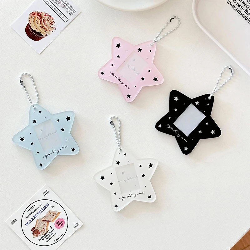 Ins Simple Star Acrylic 1 Inch Kpop Photocard Holder Bag Photo Card Sleeve Pendant School Stationery 1pc