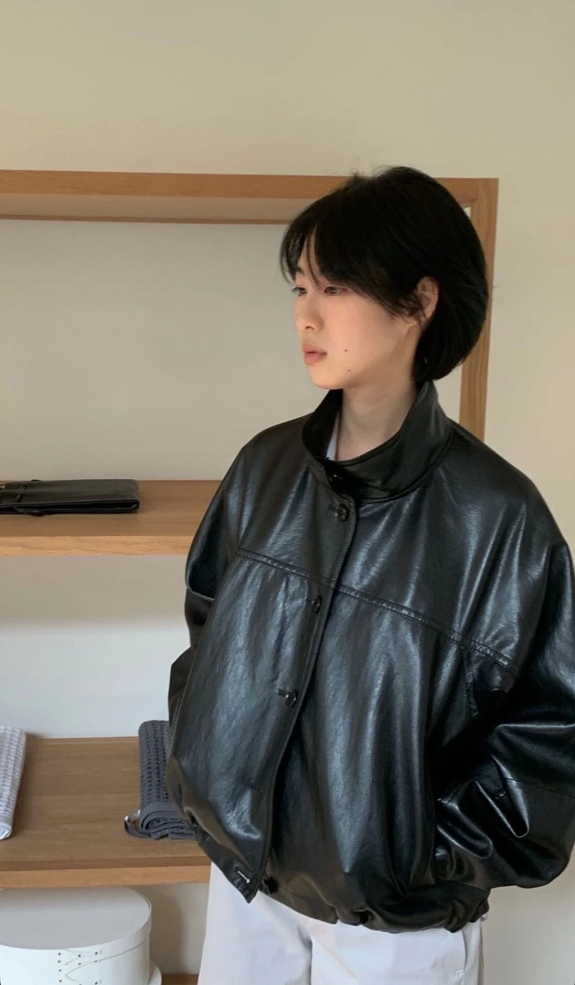 Milieuvriendelijk Faionable Eenvoudige opstaande kraag Dstring Leer Jaet Bovenkleding Monoha Sle Vroege lente Nieuwe collectie Dames...