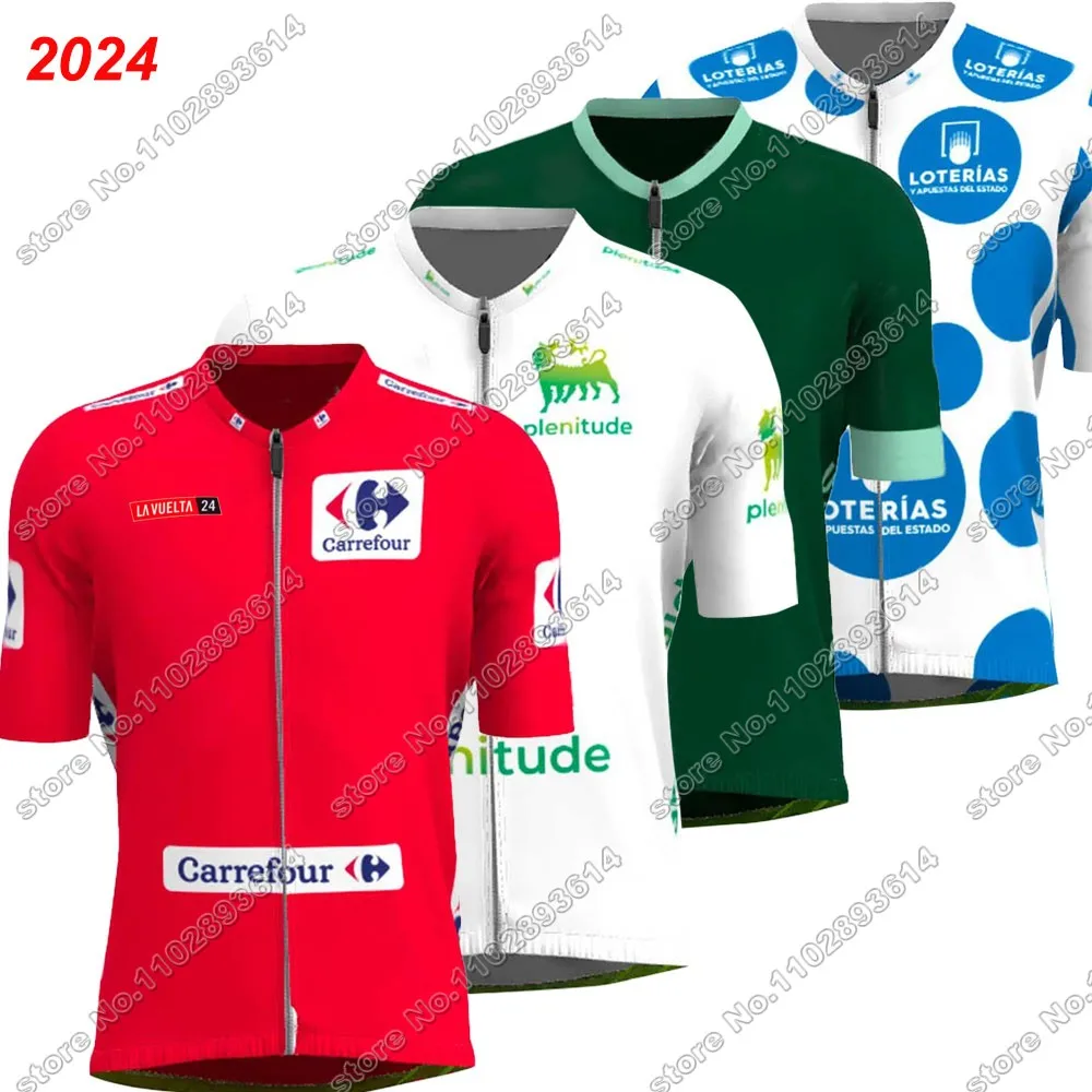 Spain Tour 2024 Cycling Jersey TDF Short Sleeve Red Cycling Clothing Road Bike Green Yellow Shirt Bicycle Tops MTB Wear Uniform